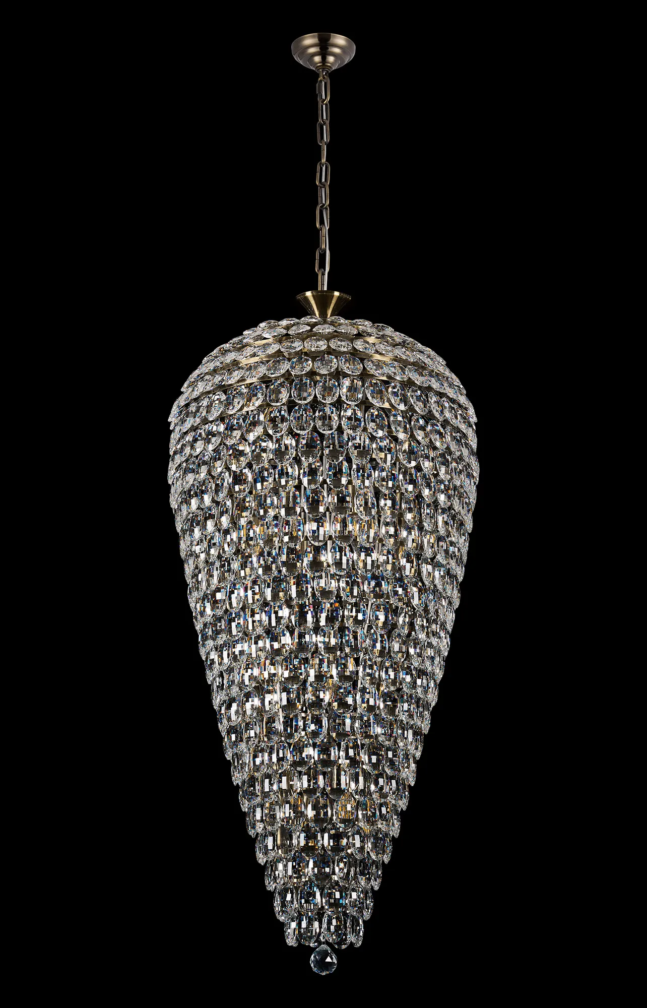 Coniston Antique Brass Crystal Ceiling Lights Diyas Statement Crystal Fittings